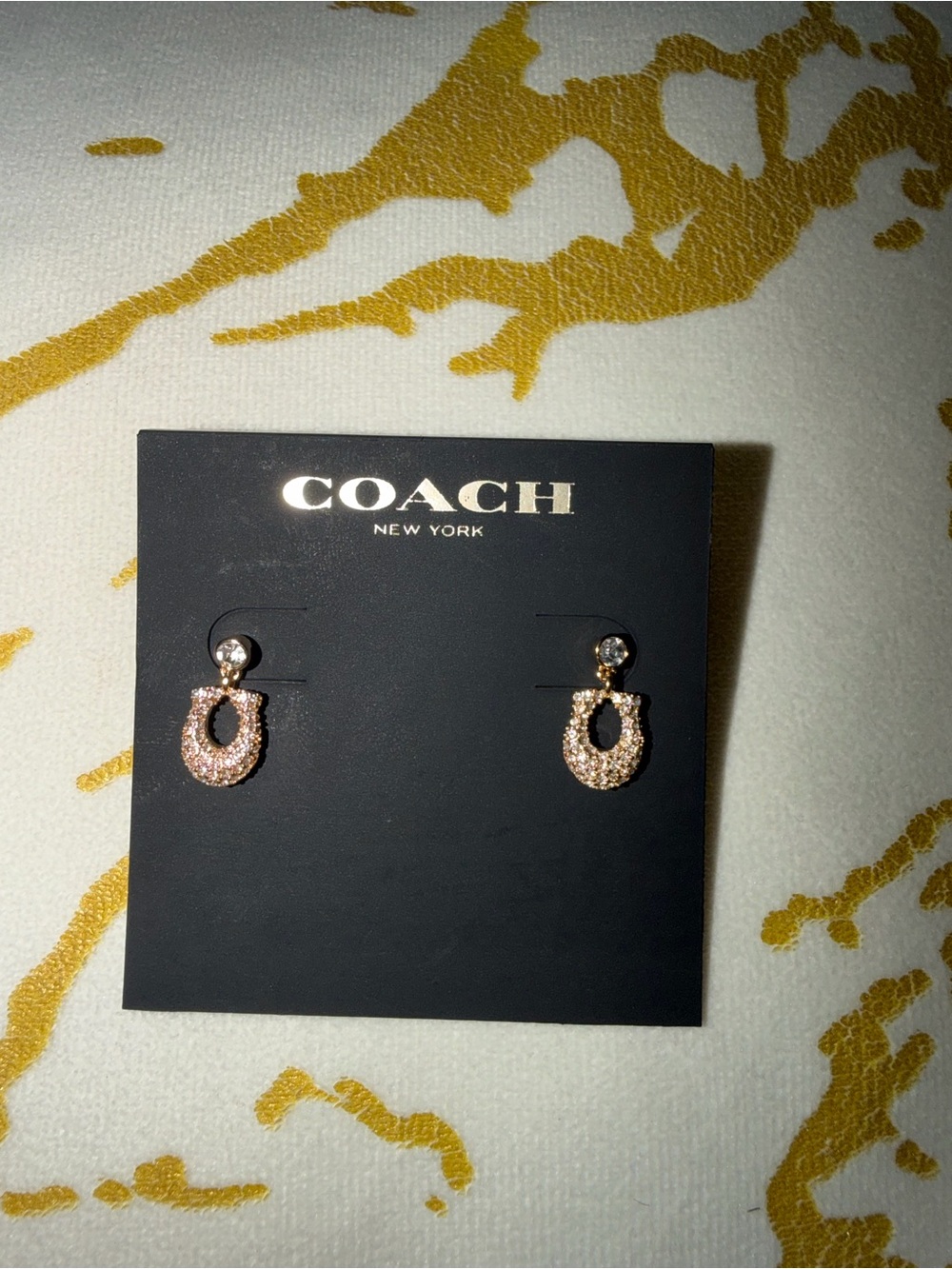 COACH Signature Pavé Earrings Plated Brassglass